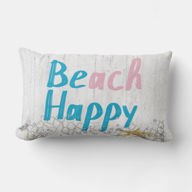 Beach Happy starfish Lumbar Pillow (Front)