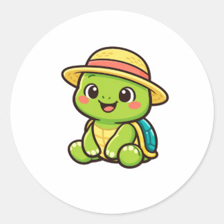Beach Hat Smile Classic Round Sticker