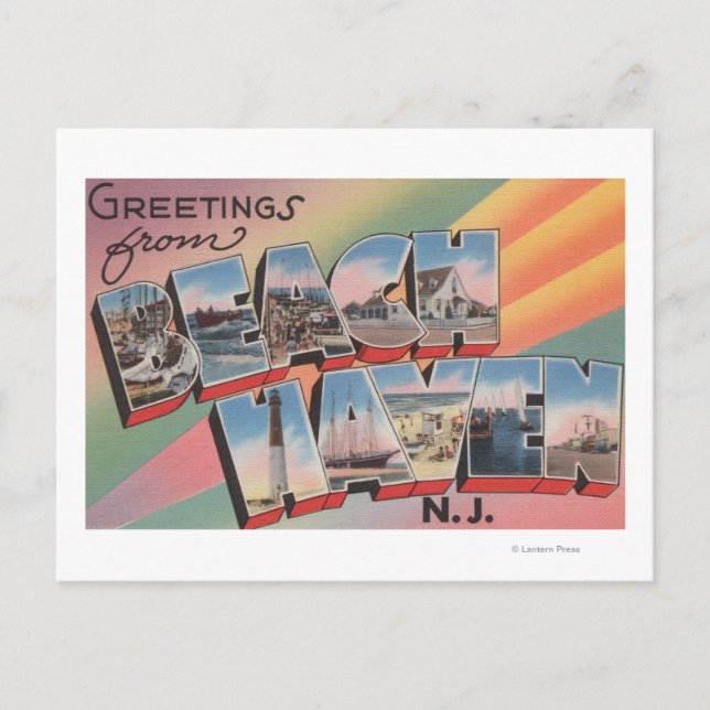 Beach Haven, New Jersey - Large Letter Scenes Postcard (Front)