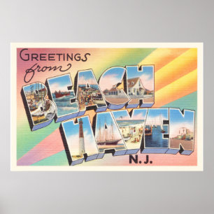 Beach Haven New Jersey NJ Vintage Travel Postcard- Poster