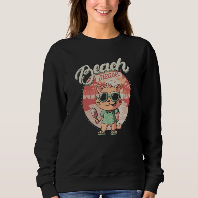 Beach Hawaiian Vacations Vibes Cat  Summer Sweatshirt (Front)