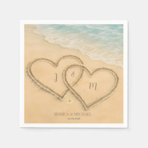 Beach Heart Custom Wedding Sand & Sea Napkins