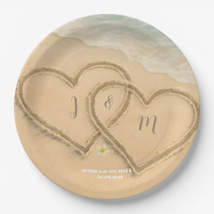 Beach Heart Custom Wedding Sand & Sea Paper Plates