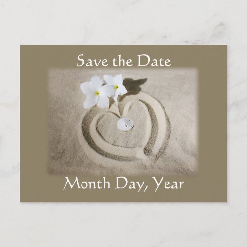 Beach Heart in Sand _ Save the Date Wedding Announcement Postcard