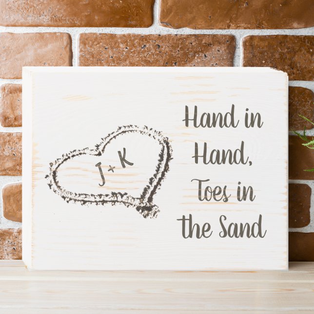 Beach Heart Initials Wooden Box Sign (Creator Uploaded)