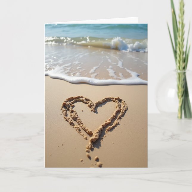 Beach Heart Love Message Card (Front)