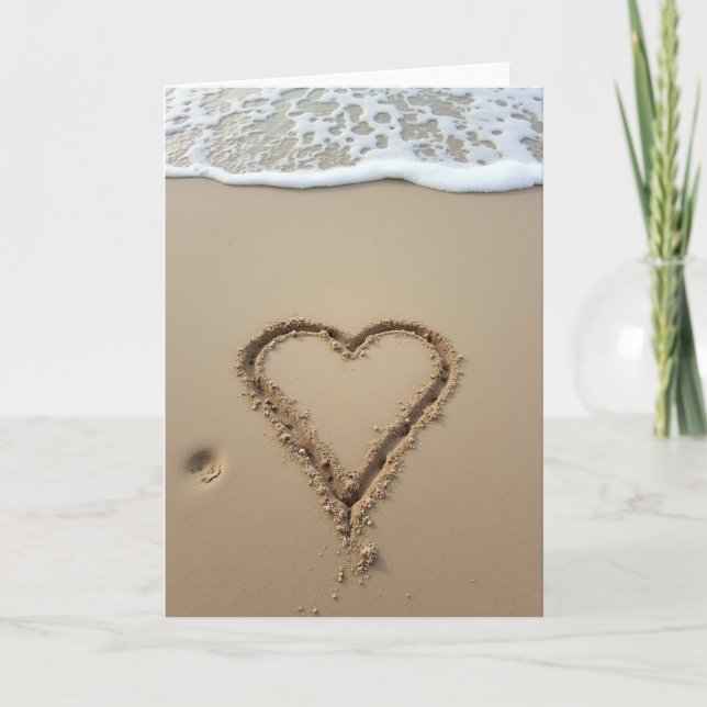 Beach Heart Message Sand Art Card (Front)