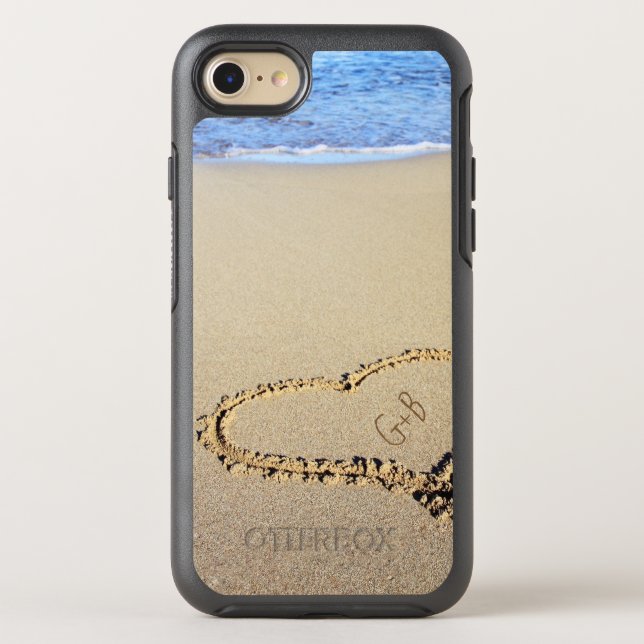 Beach Heart Monogram Otterbox iPhone Case (Back)