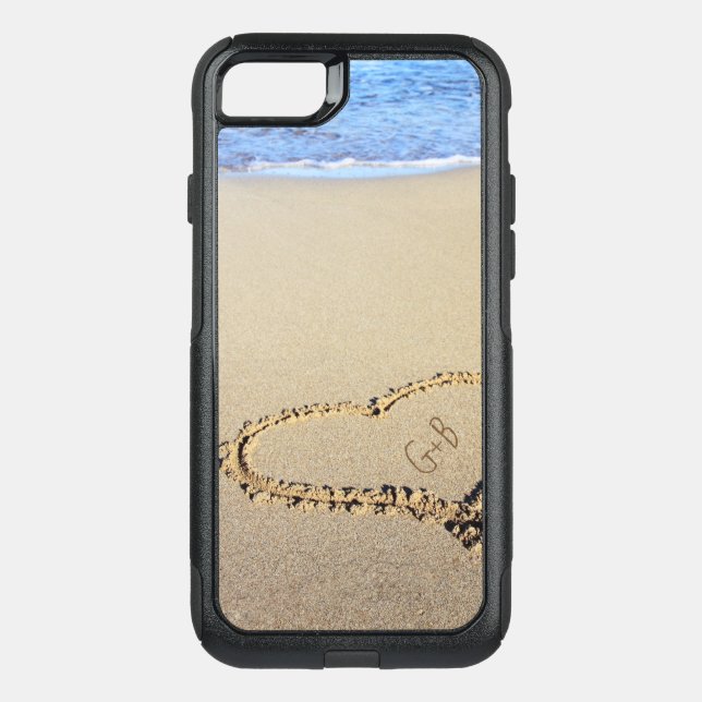 Beach Heart Monogram Otterbox iPhone Case (Back)