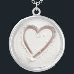 Beach Heart of Sand Wedding Silver Plated Necklace<br><div class="desc">Heart of sand beach design</div>