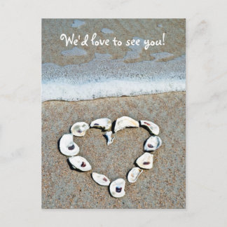 Beach Heart Party Invitation Postcard