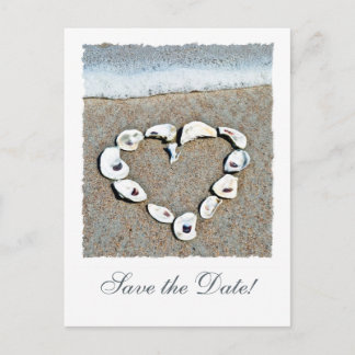 Beach Heart Save the Date Announcement Postcard