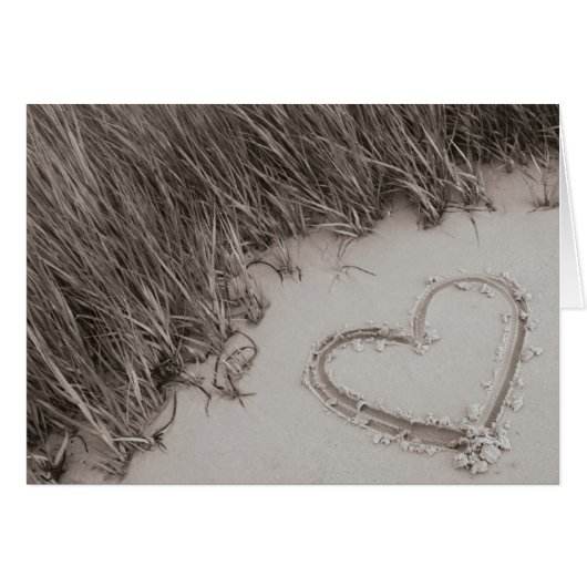 Beach Heart Sepia Cards (Front Horizontal)