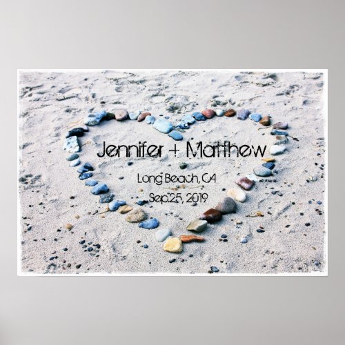 Beach Heart Wedding Keepsake or Guest Book