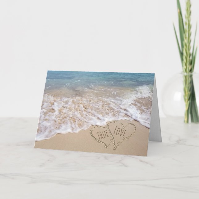 Beach Hearts Anniversary Congratulations Card (Front)