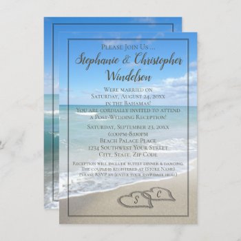 Beach Hearts Destination Post-wedding Reception Invitation by CustomInvites at Zazzle