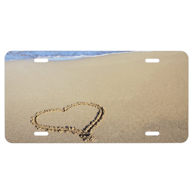 Beach Hearts In Sand License Plate (Front)