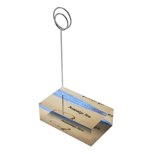 Beach Hearts In Sand Place Card Holder (Corner)