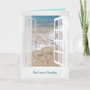 Beach Hearts in Window Anniversary Card