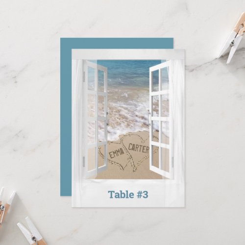 Beach Hearts in Window Table Card