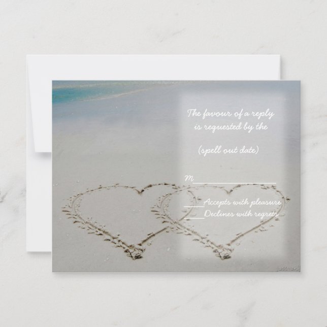 beach hearts rsvp card (Front)