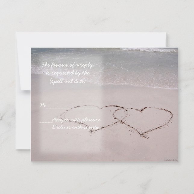 beach hearts rsvp card (Front)
