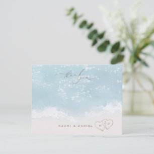 Beach Hearts Thank You Personalized Stationery Note Card