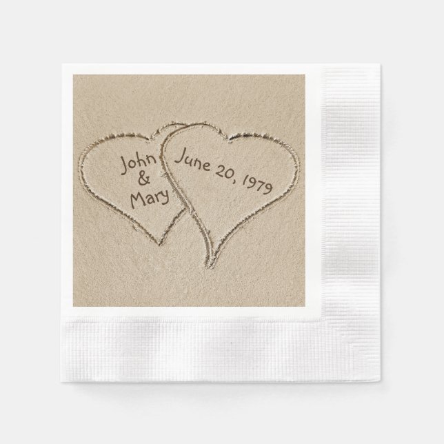 Beach Hearts wedding anniversary Napkins (Front)