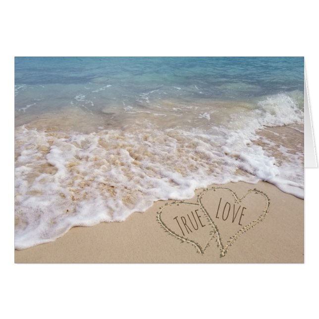Beach Hearts Wedding congratulations Cards (Front Horizontal)