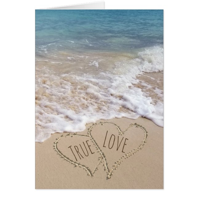 Beach Hearts Wedding Congratulations Cards (Front)