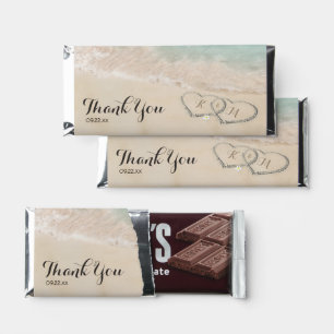 Beach Hearts Wedding Thank You Hershey Bar Favor