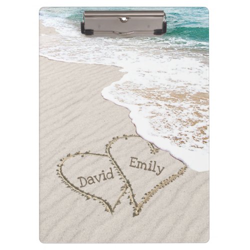 Beach Hearts with Names  Clipboard