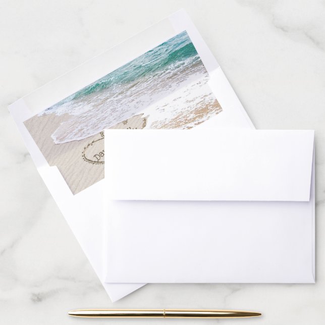 Beach Hearts with Names  Envelope Liner (Desk)
