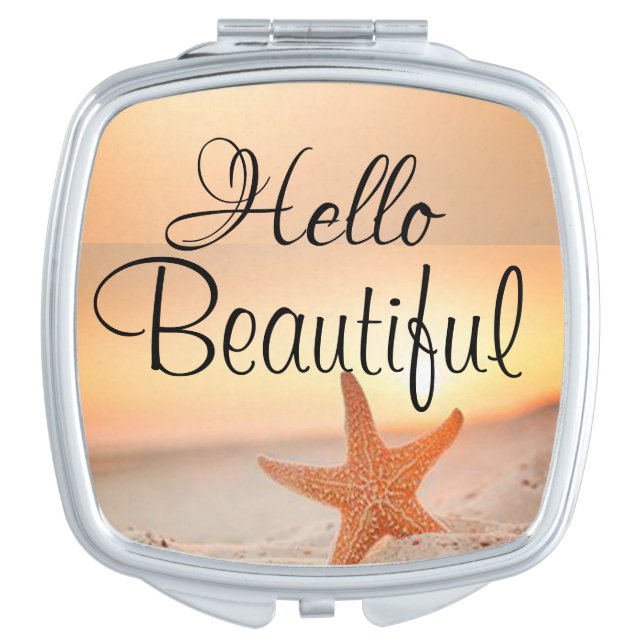 Beach Hello Beautiful Compact Mirror (Front)