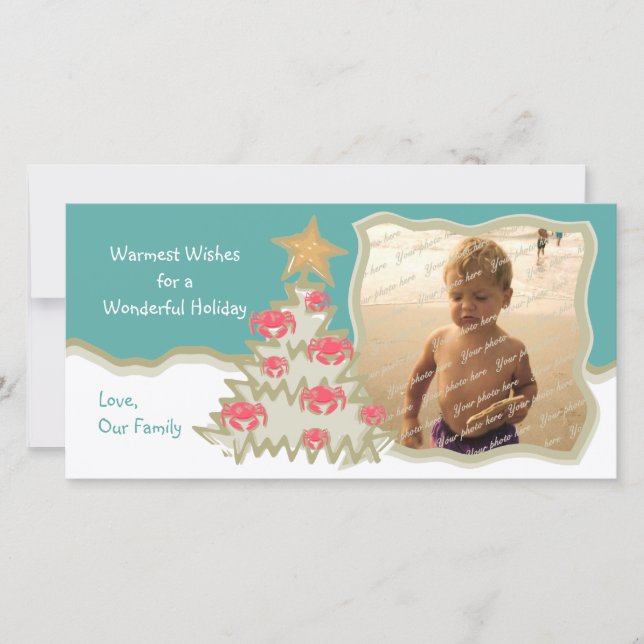 Beach Holiday Christmas Tree Card (Front)