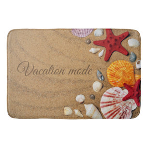 Beach Holiday Coastal Sand Seashells Family Photo Bath Mat