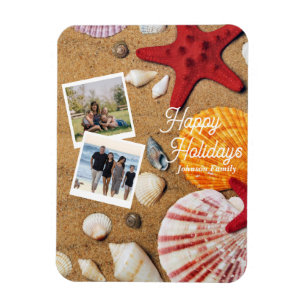 Beach Holiday Coastal Sand Seashells Family Photo Magnet