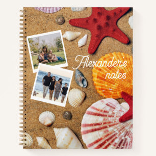 Beach Holiday Coastal Sand Seashells Family Photo Notebook