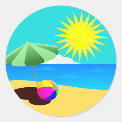 Beach Holiday Illustration Classic Round Sticker
