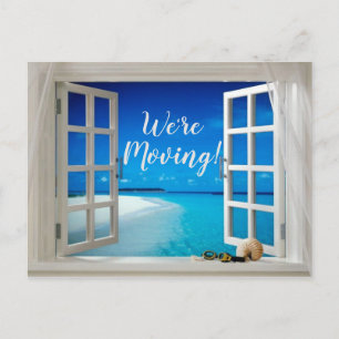 Beach Home Ocean Seashell Change of Address Announcement Postcard
