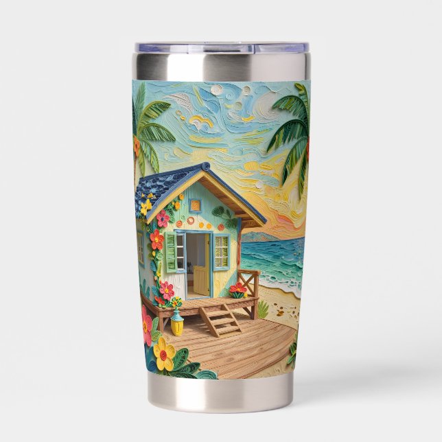 Beach Home Oceanic Coastal Art Insulated Tumbler (Front)