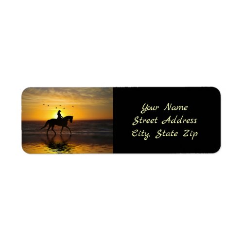 Beach Horse and Rider Dressage Pretty Label