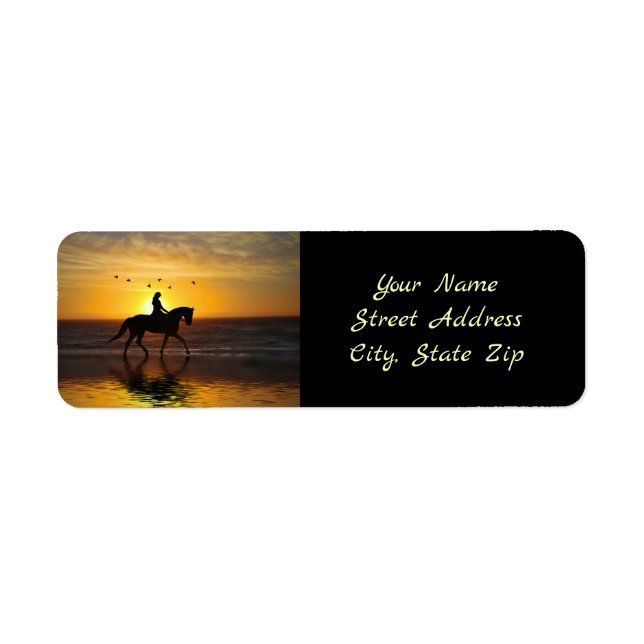 Beach Horse and Rider Dressage Pretty Label (Front)