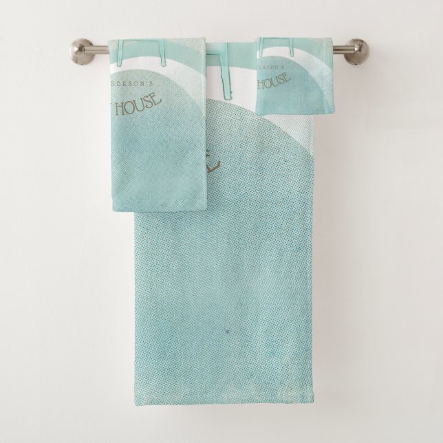 Beach House Adirondack Chairs Aqua Blue ID623 Bath Towel Set (Insitu)