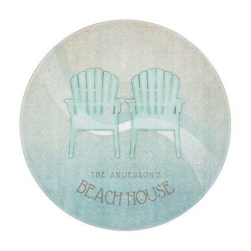 Beach House Adirondack Chairs Aqua Blue ID623 Cutting Board