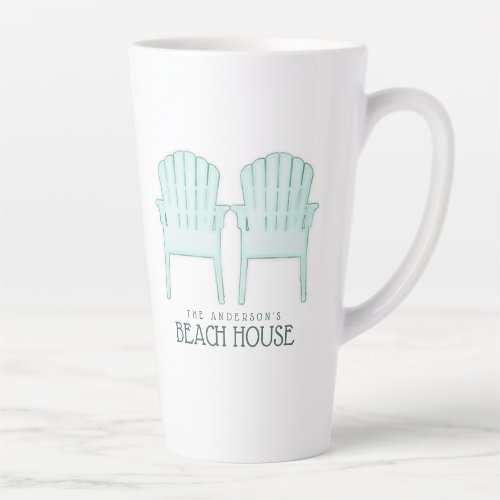 Beach House Adirondack Chairs Aqua Blue ID623 Latte Mug