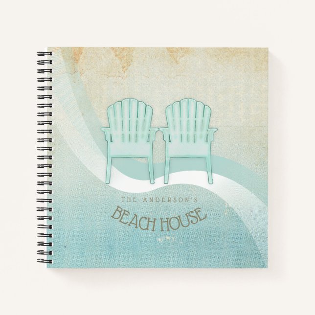 Beach House Adirondack Chairs Aqua Blue ID623 Notebook (Front)