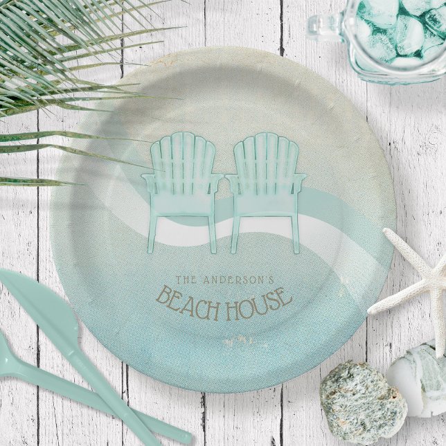Beach House Adirondack Chairs Aqua Blue ID623 Paper Plates (Creator Uploaded)