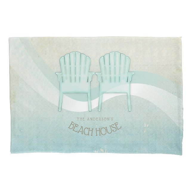 Beach House Adirondack Chairs Aqua Blue ID623 Pillow Case (Front)
