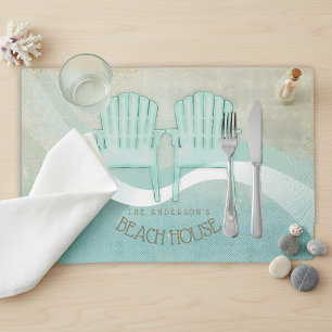 Beach House Adirondack Chairs Aqua Blue ID623 Placemat